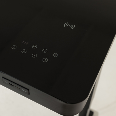 Умный стол 140×70 чёрный | закалённое стекло