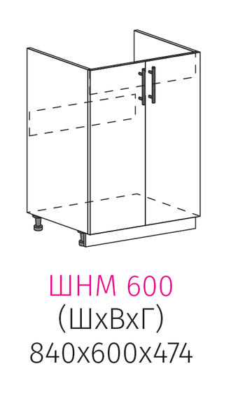 ШНМ 600 Шкаф нижний для мойки 2-дверный