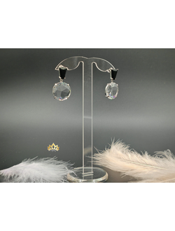 Серьги с прозрачным кристаллом 3,5см