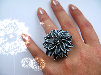 Ночной Цветок. Необычное кольцо в виде цветка из коллекции волшебных украшений "Легенды Винсенто"