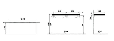 Столешница подвесная, Vitra Stand, 120 см, темный вяз, 66658