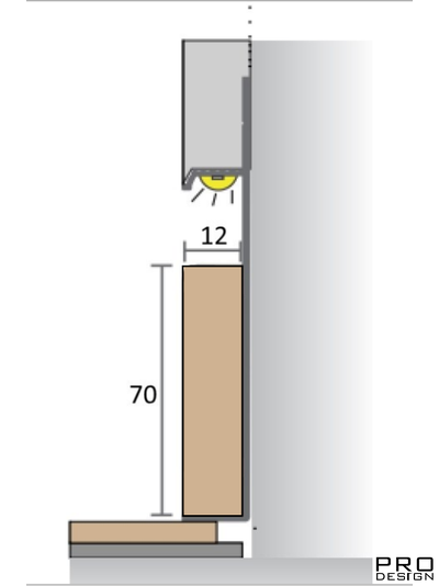 Плинтус "ВСТАВКА" скрытого монтажа Universal встраиваемый в стену шпон Американского ореха