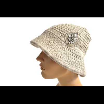 Шляпа Vizio 1537 FF Италия бежевая стразы