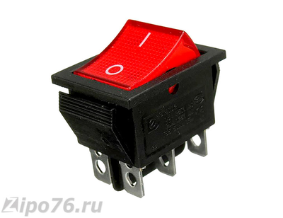 Переключатель KCD4-101/6PN неон 220v (356)
