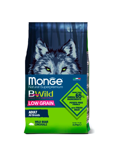 Monge Dog BWild Low Grain (Монж) низкозерновой корм для взрослых собак, с мясом дикого кабана 2,5 кг