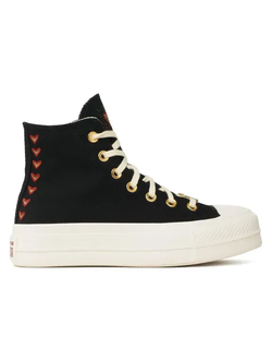 Converse All Star Lift Valentines Day Hearts черные на платформе с сердечками A05138C