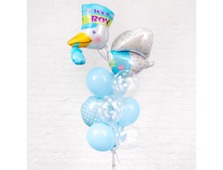 Фонтан голубой с аистом