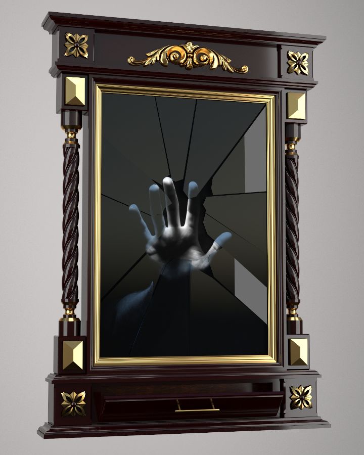 SketchUp, 3d модель, резная рама для зеркала