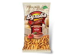 Соломка со вкусом кетчупа из цельного картофеля обжаренная "Бульба sticks"75г