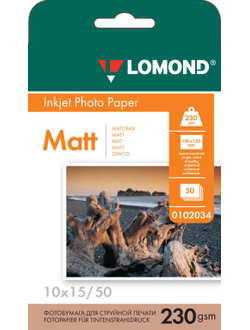 Односторонняя Матовая фотобумага Lomond для струйной печати, A6, 230 г/м2, 50 листов.