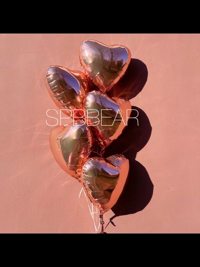 Фольгированные шары Сердца 5 штук розовое золото