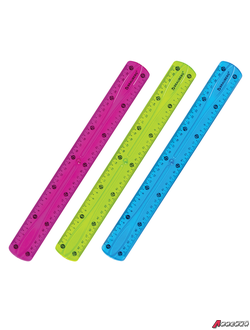 Линейка 30 см гибкая BRAUBERG «FLEX», пластиковая, ассорти, европодвес. 210675