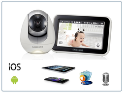 Samsung, двухрежимная видеоняня SEW-3053WP (Wi-Fi и FHSS) с сенсорным монитором и моторизированной видеокамерой с DVR и P2P, HD