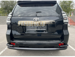 Защита заднего бампера угловая большая с покрытием «раптор» d76/42 для Toyota Land Cruiser Prado 150 (2010-2014)