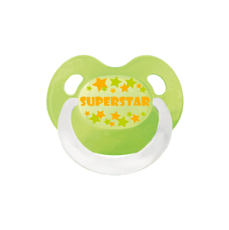 BIBI Пустышка Dental сил 6-16 мес BasicCare SuperStar Green