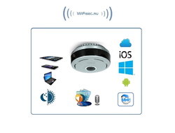Потолочная/настенная WiFi видеокамера панорамная с DVR (fish_ufo_S), 960P HD (360EyeS)