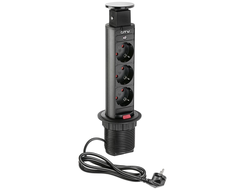 Удлинитель для офиса D60  черный AE-BPW3S60-20 с проводом 1,5 метра GTV