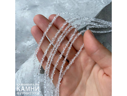 Горный хрусталь, двухвершинные кристаллы "Алмазы Херкимера" 2-3х3-4 мм, цена за нить 19 см