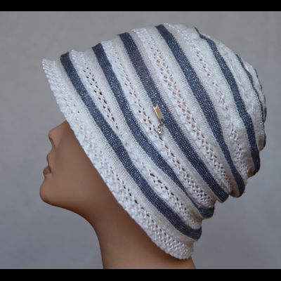 Шляпка клош летняя Vizio Италия 6055 P белая с синим фото