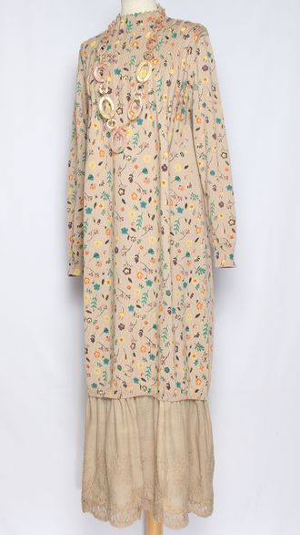 ПЛАТЬЕ БОХО хлопок "ПРОВАНС ВОЛАН" бежевое р.46-54