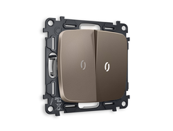 Выключатель 2-кл с подсветкой 5600K Темная бронза матовый - Ambrella Volt - OMEGA