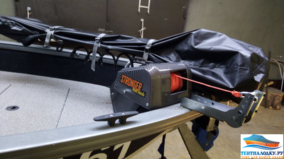 Тент на лодку ВОЛЖАНКА 46 FISH - 2020 ( с кринолинами без лееров на носу)