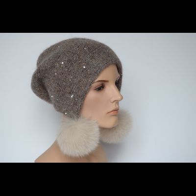 Шапка ушанка с помпонами ореховая Vizio Италия 8022 РР 99