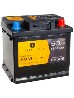 АККУМУЛЯТОР АВТОМОБИЛЬНЫЙ RUNNER AGM RK508 R+ 50Ah 580А (En)