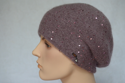 Сиреневый женский берет вязаный Vizio Италия 6943