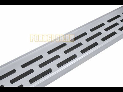 Пороги алюминиевые "Premium Silver" 2100 серебристые Slitkoff для Mercedes-Benz Vito 2003-2014