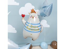 Шар (31''/79 см) Фигура, Мишка с сердечком, Сатин, 1 шт. в уп