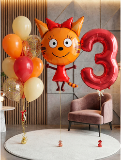Карамелька, цифра 3 и фонтан из 10 шаров