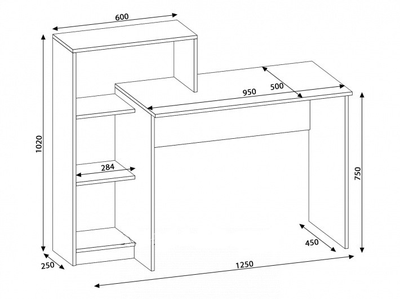 Стол компьютерный Квартет-2 дуб крафт/белый (ТЭКС)