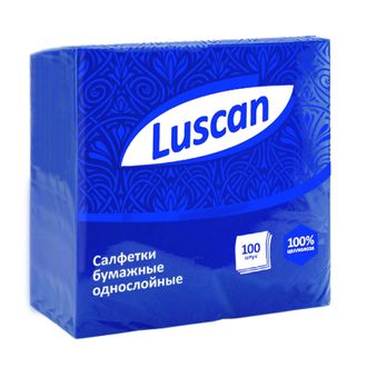 Салфетки бумажные Luscan 1 слой, 24х24 синие 100шт/уп
