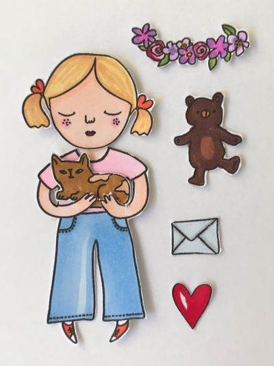 Набор штампов для скрапбукинга "Девочка-лето"