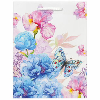 Пакет подарочный 17,8x9,8x22,9 см, ЗОЛОТАЯ СКАЗКА "Бабочка на цветке", ламинированный, 606578, 12 шт.
