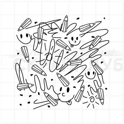 Штамп каракули и расчеркушки в тетради