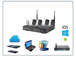 Комплект беспроводной системы видеонаблюдения, видеорегистратор + 4 видеокамеры, HD (www.e-seenet.com)