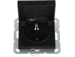 Розетка 2К+З с крышкой Wedder, матовый черный