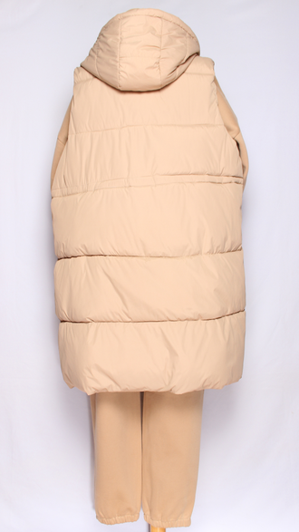 Костюм тройка: худи, брюки, жилет."Теплый с жилетом" бежевый р.48-50