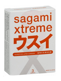 750/1 Презервативы Sagami, xtreme, 0.04, латекс, 19 см, 5,4 см, 3 шт.