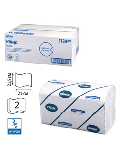 Полотенца бумажные 186 шт., KIMBERLY-CLARK Kleenex, КОМПЛЕКТ 15 шт., Ultra, 2-х слойные, белые, 21х21,5 см, Interfold (601533-534)6789