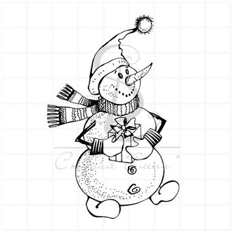 Штамп для скрапбукинга Снеговик с подарком