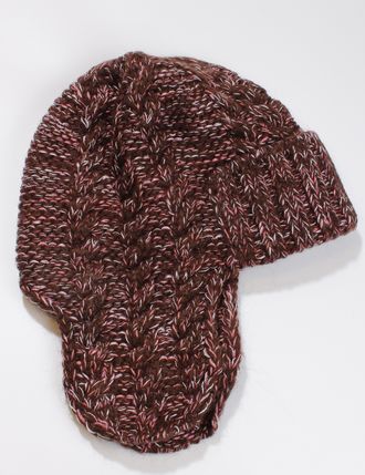 Екатеринбург. Ушанка женская "Три косы меланж" 11595-1 бордо, розовая, ярко-розовая, чёрно-розовая, красная, алая