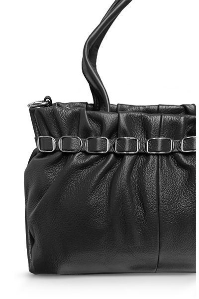 (АРТИКУЛ: 8872/1) СУМКА ЖЕНСКАЯ СРЕДНЕГО РАЗМЕРА, НАТУРАЛЬНАЯ КОЖА, ЧЕРНАЯ, С ПЛЕЧЕВЫМ РЕМНЕМ