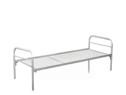 Кровать металлическая одноярусная "Бюджет +2"КА-1-1 (700х1900, сетка 50х50, 2 перемычки), цвет серый