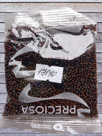 Бисер чешский круглый preciosa 10/0, прозрачный с внутренним посеребрением, коричневый (17140), 50 грамм