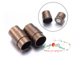 МАГНИТНАЯ ЗАСТЁЖКА "ЦИЛИНДР" С ФИКСАТОРОМ - 10мм - АНТИЧНАЯ БРОНЗА