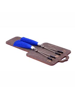 CH-8304 Зажимы на соски «вилки» с кисточками из шелка (Синий)