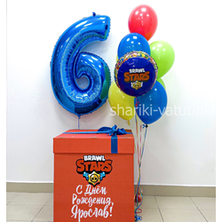 Набор на День Рождения в стиле Бравл Старс (коробка, цифра, фонтан)